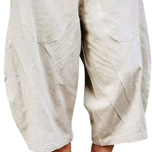 EKLENTSON Men’s Cotton Linen Capri Pants
